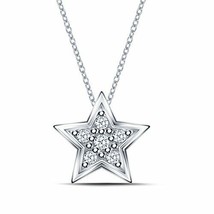 0.05CT Rond Naturel Diamant Mini Pendentif Étoile Collier 14K Plaqué or ... - $141.25