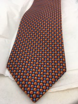SAKS FIFTH AVENUE ORANGE &amp; BLUE BEAUTIFUL SILK NECKTIE TIE - $24.70
