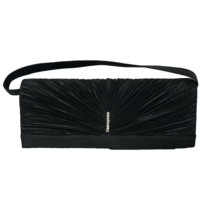 Black Satin Clutch Purse 10&quot;W x 2&quot; D x 4&quot;H with Rhinestones - $353.97 MXN