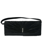 Black Satin Clutch Purse 10&quot;W x 2&quot; D x 4&quot;H with Rhinestones - $351.02 MXN
