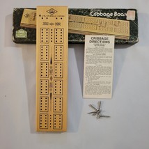 Vintage 1974 Milton Bradley ES Lowe Wooden Cribbage Board Game 1503 Metal Pegs - £11.17 GBP
