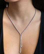 22Ct Round Cut SimulatedDiamond Triangle Lariat Necklace 925 Silver Gold Plated - £225.95 GBP