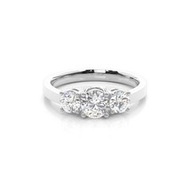 1.35Ct Round Natural Moissanite Trilogy Engagement Ring in 14K Gold Over Silver - £70.88 GBP