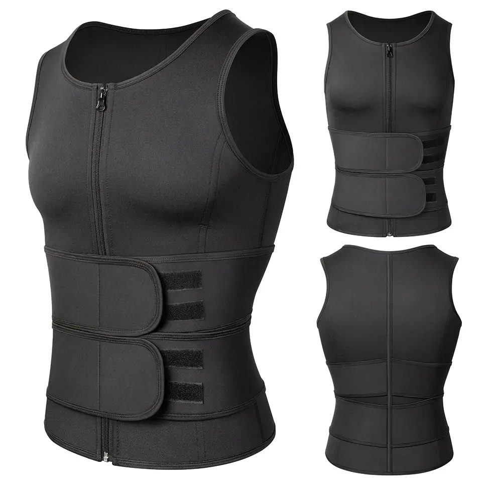 Men Slimming Body Shaper Waist Trainer Vest Shirt Sauna Sweat Vest Compression U - £124.83 GBP