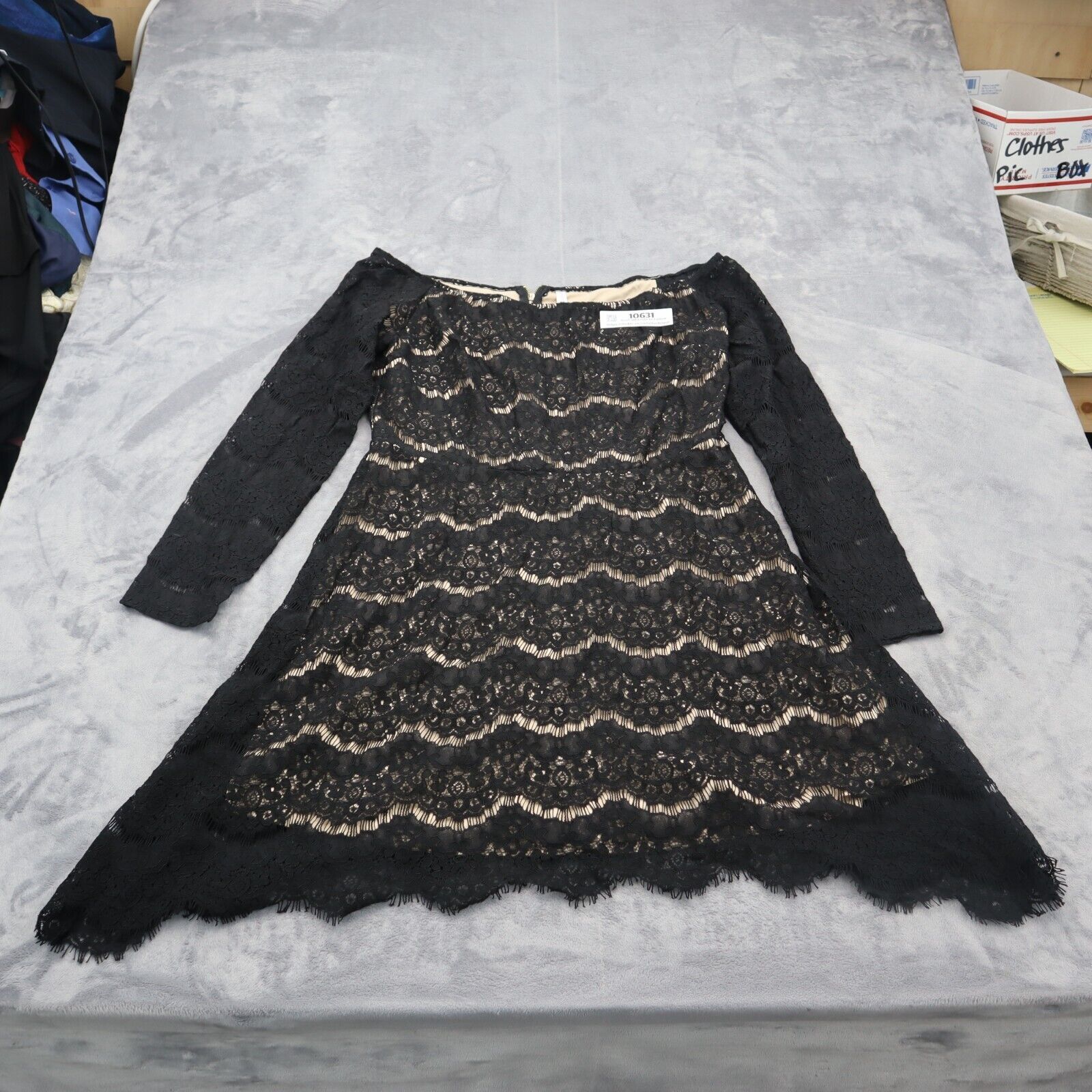 Primary image for Xhilaration Shirt Womens XL Black Long Sleeve Lace Blouse Tunic Off The Shoulder