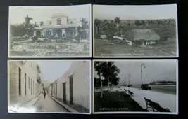 Lot Vintage B&amp;W 4 RPPC Havanna Cuba Postcards Streets Homes Cars - £7.72 GBP