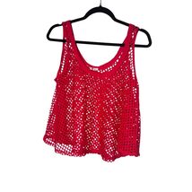 Heart Hips Size Small Fuschia Pink Net Coverup Oversized Y2k 90s Top Shi... - $25.00