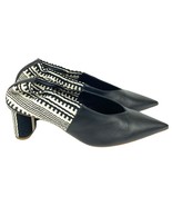 New Antolina Paris Dalis Size 40 Womens 10 Pointed Toe Pumps White Black  - $203.73 CAD