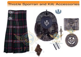  Men&#39;s Scottish National Tartan 8 yard Kilt Men&#39;s Traditional 8 yard kilt Set - £64.94 GBP