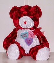 Dan Dee Plush Bear Red &amp; White Love Hearts 22&quot; Long Embroidered - £13.46 GBP