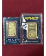 Gold Bars PAMP Suisse 1 Ounce + APMEX 1 Ounce Fine Gold 999.9 In Sealed Assay - $4,200.00