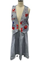 Handmade Dress Skirt Vest Western July 4th Red Blue - £30.75 GBP