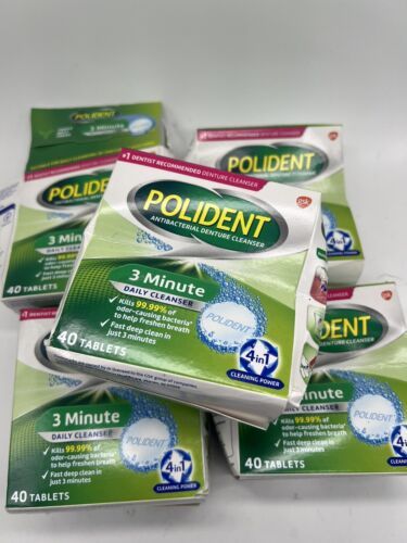 (5) Polident 3 Minute Antibacterial Denture Cleanser Mint Tablets 40 ct ... - $14.99