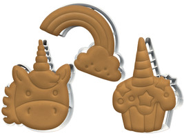 Unicorn Cookie Cutter Set of 3: Unicorn Head, Unicorn Cupcake, Smiling R... - £3.92 GBP+