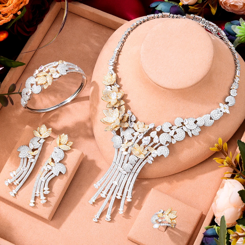 Famous Brand Charms Lariat Choker Luxury Statement Dubai Jewelry Sets Fo... - $258.19