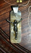 Antique Vintage Silver Onix Cross with Jesus on it - $39.50