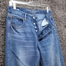 American Eagle Jeans Women 2 Blue Hi-Rise Girlfriend Destroy Button Fly ... - $13.60