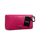 DKNY Womens Zip Wallet Hot Pink Gigi Leather Clutch Logo Credit Card Slots - $47.47 CAD