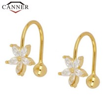 CANNER 100% Real 925 Silver Snowflake Ear Cuff Without Piercing Clip Earrings fo - £9.36 GBP