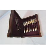 Vintage Demitasse Spoon Tong Set Monogramed &quot;W&quot; W/ Wood Hand Made Box Jo... - £349.31 GBP