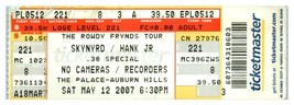 Lynyrd Skynyrd Hank Williams Jr. Untorn Concert Ticket Stub May 12 2007 Detroit - £11.86 GBP