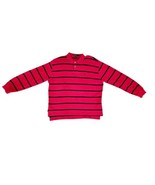 Polo Ralph Lauren Long Sleeve Polo Cotton Red Black Striped Waffle Knit ... - $15.11