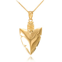 14k Yellow Gold Arrowhead Pendant Necklace Native Protection, Strength, Courage - £188.69 GBP+