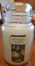 Yankee Candle Clean Cotton 22 oz. Jar Candle Preowned and Unused. - £13.10 GBP