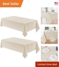Elegant 2 Pack Beige Rectangle Tablecloth - Water Resistant &amp; Wrinkle Free - $39.87