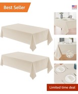 Elegant 2 Pack Beige Rectangle Tablecloth - Water Resistant &amp; Wrinkle Free - $39.87