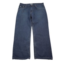 Code One Pants Mens 38 Blue Denim High Waist Flat Front Straight Leg Jeans - $29.68