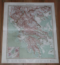 1927 Original Vintage Map Of Greece / Peloponnese / Athens Vicinity Inset Map - £21.16 GBP