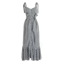 NWT J.Crew Gingham Button-front Midi in White Navy Ruffle Hem Soft Rayon Dress 6 - £56.90 GBP