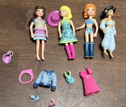 Lot Of 4 Mattel Polly Pocket Dolls Figure With &amp; Accessories - £15.98 GBP