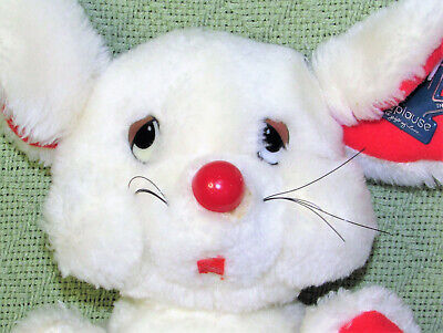 1981 APPLAUSE MAXWELL MOUSE STUFFED ANIMAL BABY VINTAGE White Red PLASTIC TAG - $10.80