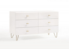 51" White Manufactured Wood Six Drawer Double Dresser - $21,269.23 MXN