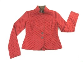 Free People Quilted Diamond Texture Knit Burnt Orange Polka Dot Blazer Wms Small - £26.67 GBP