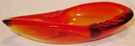 GORGEOUS ART DECO ORANGE RED GLASS CIGAR CIGARETTE ASHTRAY - $37.24