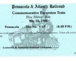 Blue Ribbon Run Commemorative Excursion Ticket Pensacola Atlantic Railro... - $13.86
