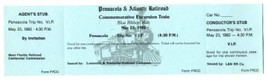 Blue Ribbon Run Commemorative Excursion Ticket Pensacola Atlantic Railro... - $13.86