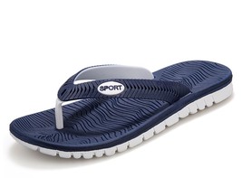 Size 41 Men&#39;s Blue &amp; White Flip Flops Slippers Flat Sandals Beach Summer... - $6.89