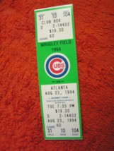 MLB 1994 Chicago Cubs Ticket Stub Vs Atlanta Braves 8/23/94 - £2.74 GBP