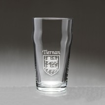 Tiernan Irish Coat of Arms Pub Glasses - Set of 4 (Sand Etched) - £54.31 GBP