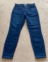 LOFT  Size 28 / 6 Curvy High Waist Skinny  Distressed Hem Blue Jeans - $25.85