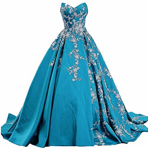 Plus Size White Lace Long Ball Gown Prom Evening Dresses Turquoise Blue US 16W
