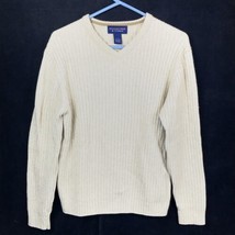 Roundtree &amp; Yorke Women&#39;s Beige Sweater V-Neck Wool Beige LARGE Long Sleeve - $19.80