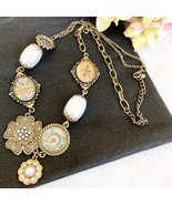 Vintage Inspired Victorian Charm Pearl Bead Necklace - $18.00