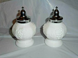 Imperial Milk Glass Salt and Pepper shakers Grape and Leaf pattern - £14.93 GBP
