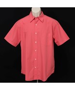 J Crew Mens Button Front Shirt L Large Pink 100% Cotton Short Sleeve One... - £26.52 GBP