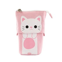 Unctional pencil bag long pull down pencil holder new creative cute cat canvas pen case thumb200